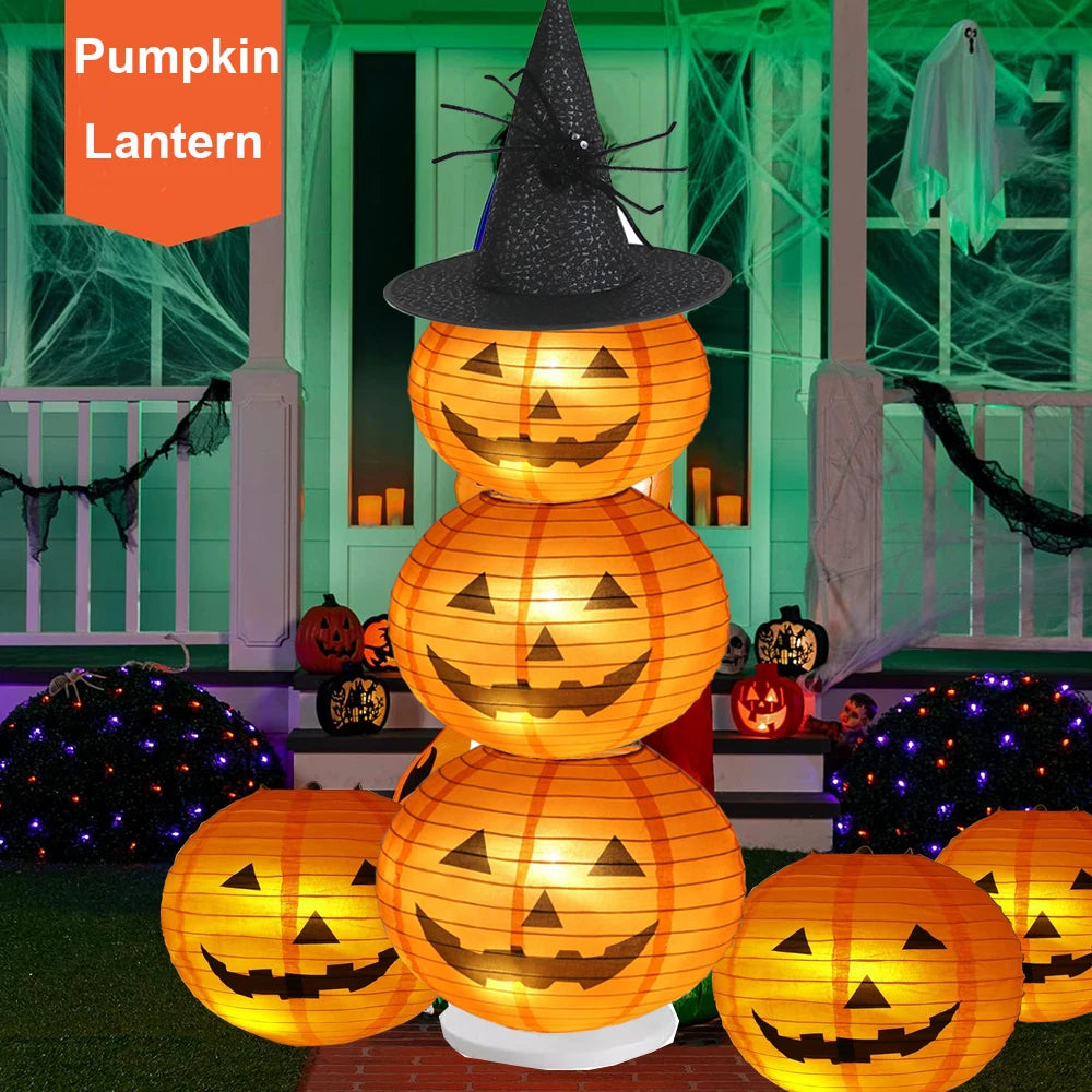 Halloween Pumpkin Lantern Jack O Hanging Paper Lanterns With Lights