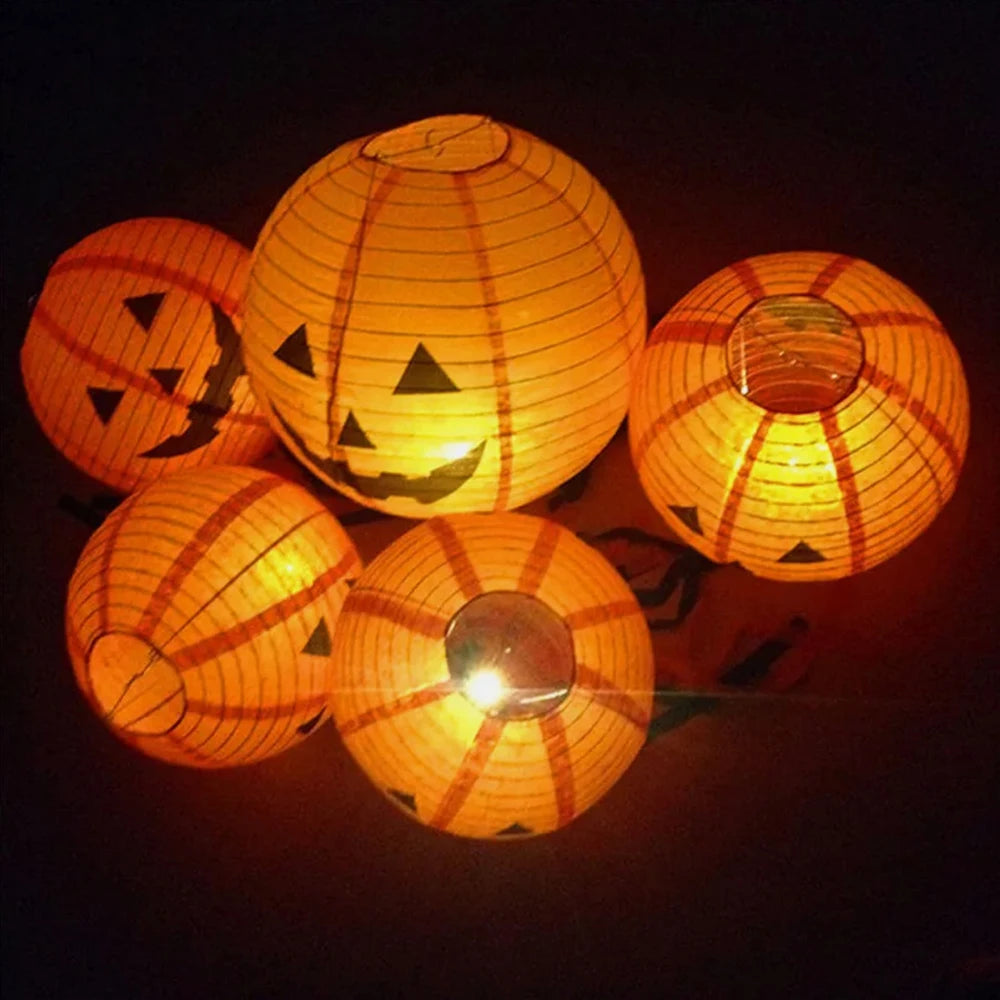 Halloween Pumpkin Lantern Jack O Hanging Paper Lanterns With Lights