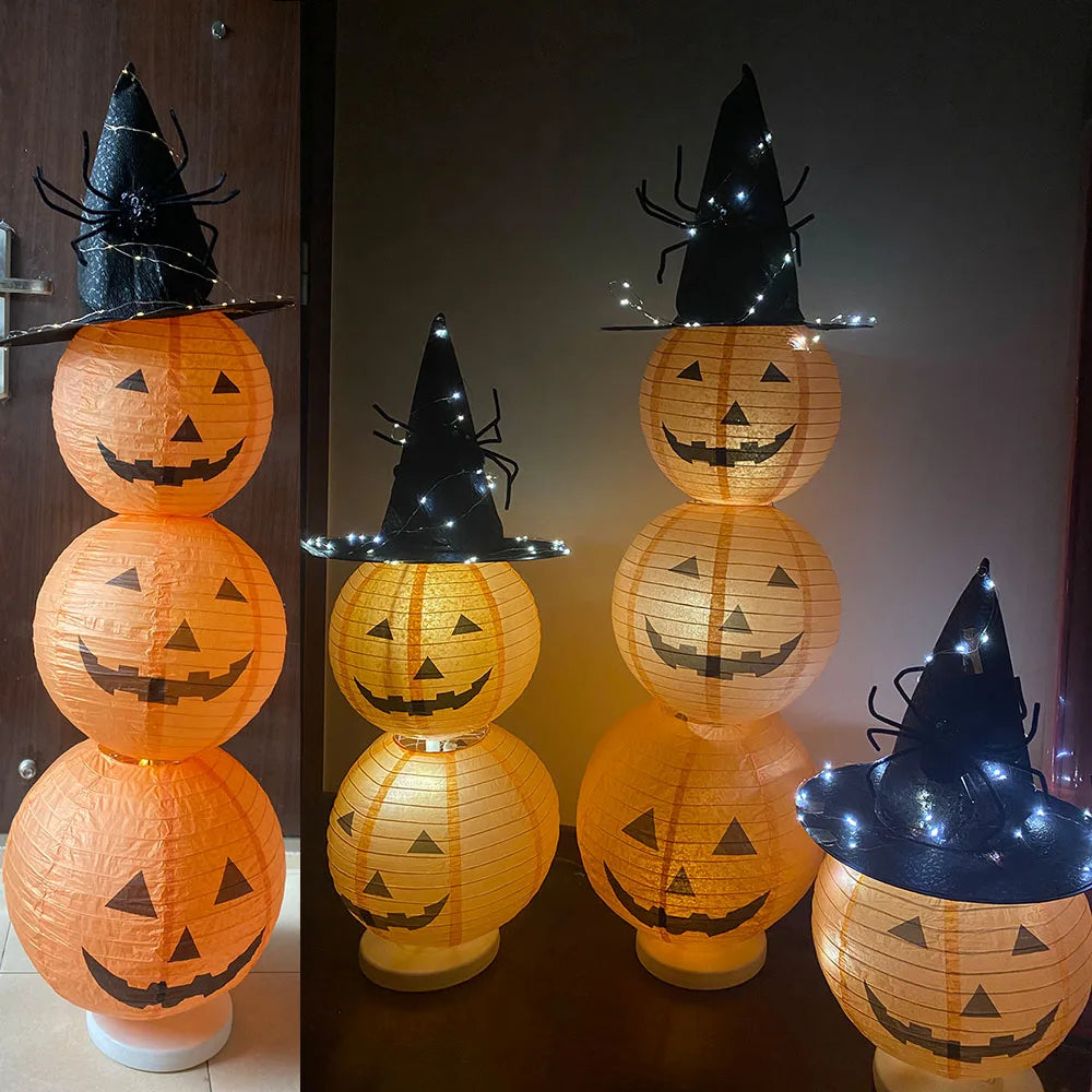 Halloween Pumpkin Lantern Jack O Hanging Paper Lanterns With Lights