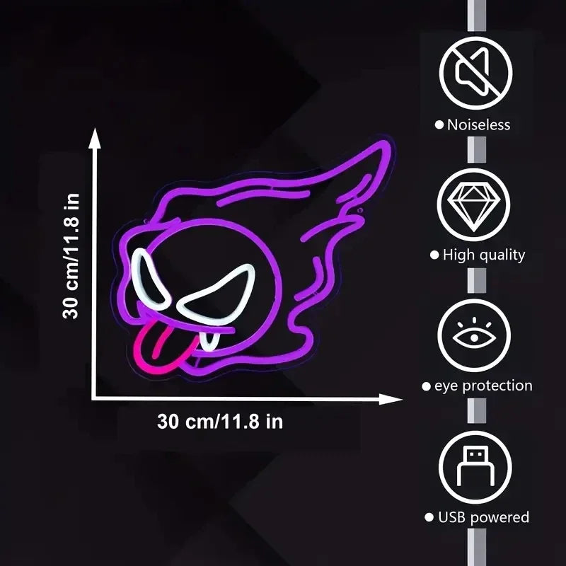 LED Purple Ghost Neon Light for Halloween