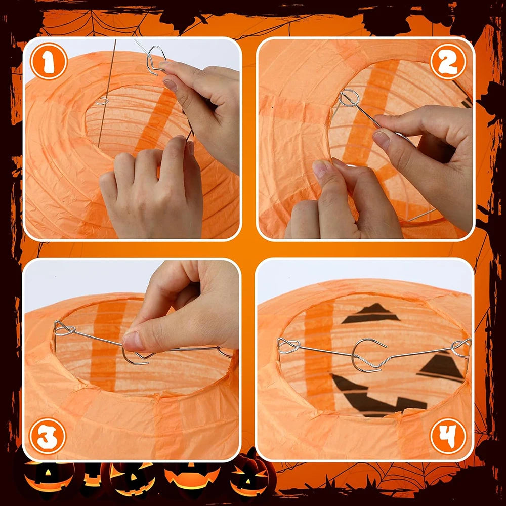 Halloween Pumpkin Lantern Jack O Hanging Paper Lanterns With Lights